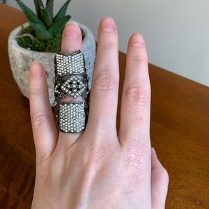 Antique gold armor ring with crystals ✨